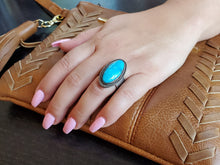 Load image into Gallery viewer, Light Blue Kingman Oval Adjustable Ring