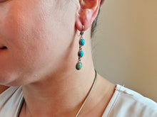 Load image into Gallery viewer, Kingman Carico Lake Three Stone Turquoise Earrings