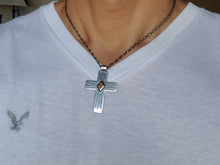 Load image into Gallery viewer, Spacecraft Silver and Bronze Cross Pendant