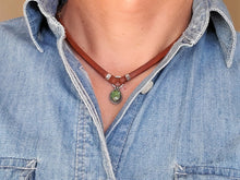 Load image into Gallery viewer, Leather Choker with Sonoran Gold  Small Pendant