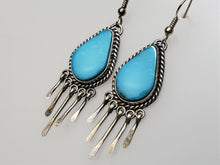 Load image into Gallery viewer, Sky Blue Kingman  Fringe Dangle Earrings