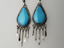 Load image into Gallery viewer, Sky Blue Kingman  Fringe Dangle Earrings
