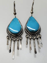 Load image into Gallery viewer, Sky Blue Kingman  Fringe Dangle Earrings