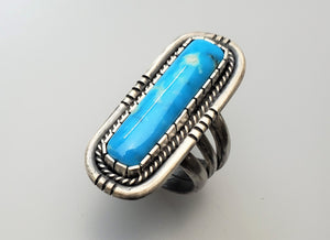 Light Blue Kingman Long Rectangle Ring