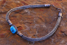 Load image into Gallery viewer, Birdseye Kingman Turquoise Celtic/Viking Weaved Choker
