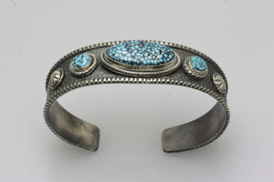 Kingman Turquoise Three Stone Bracelet
