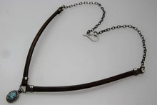 Load image into Gallery viewer, Leather Choker with Turquoise Mountain Small Pendant
