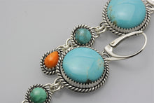 Load image into Gallery viewer, Round Kingman and Two Small Stones Earrings