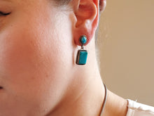 Load image into Gallery viewer, Kingman Turquoise Square Drop Earrings