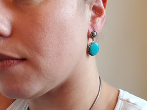 Kingman Turquoise Round Drop Earrings