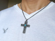 Load image into Gallery viewer, Turquoise Cross Pendant