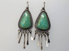 Load image into Gallery viewer, Light Green Kingman  Fringe Dangle Earrings