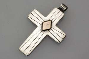 Spacecraft Silver and Bronze Cross Pendant