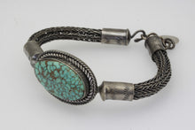 Load image into Gallery viewer, Spider Web Kingman Turquoise Celtic/Viking Weaved Bracelet