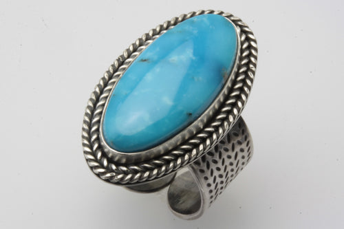 Light Blue Kingman Oval Adjustable Ring