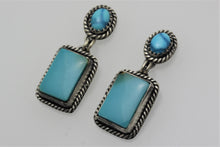 Load image into Gallery viewer, Kingman Turquoise Square Drop Earrings
