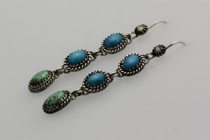 Kingman Carico Lake Three Stone Turquoise Earrings