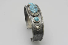 Load image into Gallery viewer, Kingman Turquoise Three Stone Bracelet
