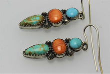 Load image into Gallery viewer, Campitos, Tyron and Spiny Oyster Shell Three Stones Earrings