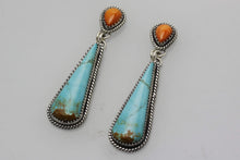 Load image into Gallery viewer, Kingman and Spiny Oyster Shell Teardrop Earrings