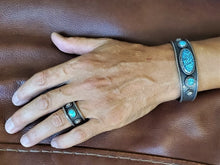 Load image into Gallery viewer, Kingman Turquoise Three Stone Bracelet